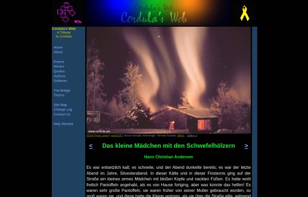 Vorschau von www.cordula.ws, Cordula's Web - Das Mädchen mit den Schwefelhölzern