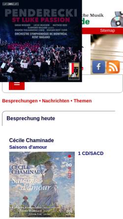 Vorschau der mobilen Webseite www.klassik-heute.de, Ruhe ist Bewegung