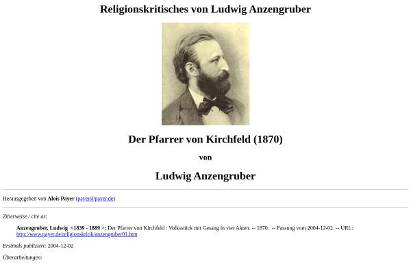Vorschau von www.payer.de, Ludwig Anzengruber: Der Pfarrer von Kirchfeld