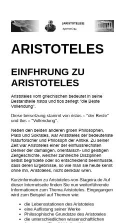 Vorschau der mobilen Webseite www.aristoteles-von-stageira.de, Aristoteles von Stageira
