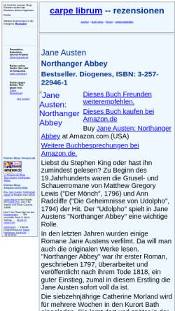 Vorschau der mobilen Webseite rezensionen.literaturwelt.de, Northanger Abbey