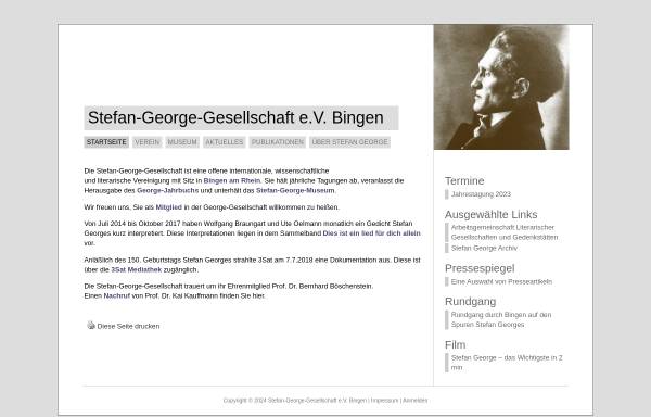 Vorschau von www.stefan-george-gesellschaft.de, Stefan George-Gesellschaft e.V. Bingen