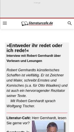 Vorschau der mobilen Webseite www.literaturcafe.de, Interview mit Robert Gernhardt