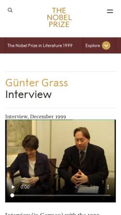 Vorschau der mobilen Webseite nobelprize.org, Günter Grass - Interview
