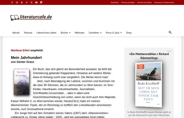 Vorschau von www.literaturcafe.de, Mein Jahrhundert