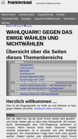 Vorschau der mobilen Webseite projektwerkstatt.de, Die Anti-Wahl-Seite