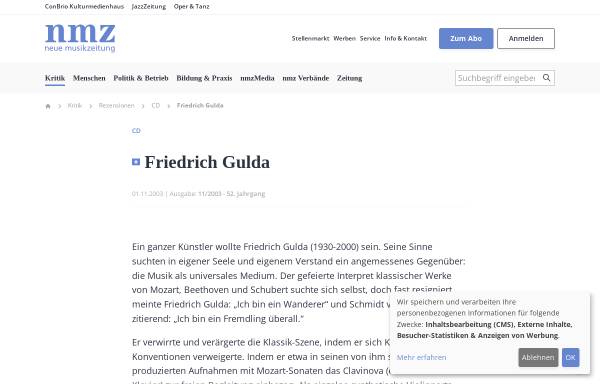 Vorschau von www.nmz.de, Repertoire: Friedrich Gulda