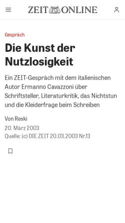 Vorschau der mobilen Webseite www.zeit.de, Die Kunst der Nutzlosigkeit