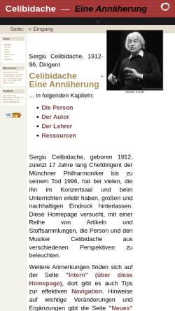 Vorschau der mobilen Webseite www.celibidache.de, Celibidache - Eine Annäherung