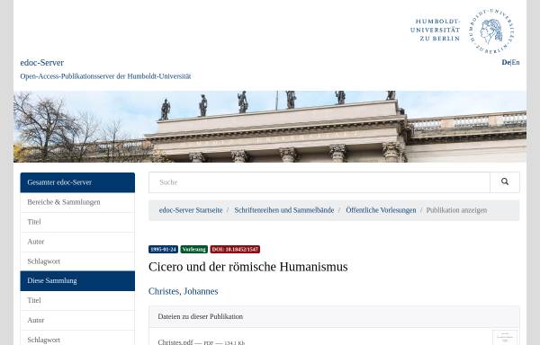 Vorschau von dochost.rz.hu-berlin.de, Cicero und der römische Humanismus