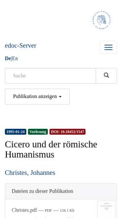 Vorschau der mobilen Webseite dochost.rz.hu-berlin.de, Cicero und der römische Humanismus