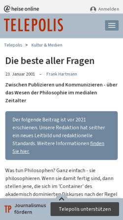 Vorschau der mobilen Webseite www.heise.de, Die beste aller Fragen