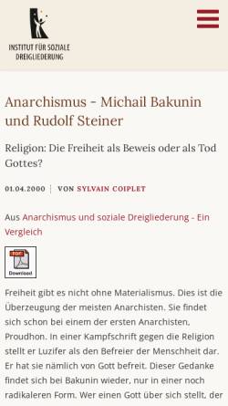 Vorschau der mobilen Webseite www.dreigliederung.de, Bakunin und Steiner: Der Tod Gottes
