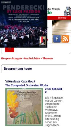 Vorschau der mobilen Webseite www.klassik-heute.de, Träger des Zusammenhangs