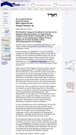 Vorschau der mobilen Webseite www.nahost-politik.de, Bitte sagen Sie das Wagner-Konzert ab
