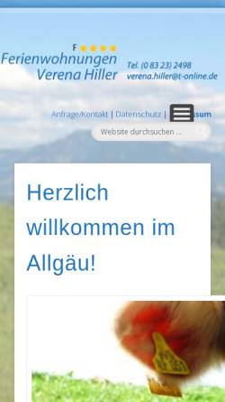 Vorschau der mobilen Webseite www.ferienwohnungen-hiller.de, Ferienwohnungen Hiller