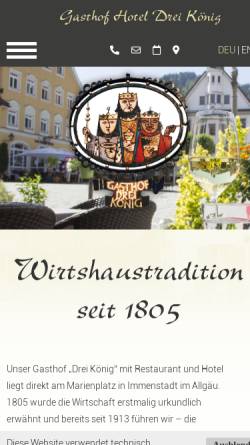 Vorschau der mobilen Webseite www.drei-koenig.de, Gasthof Hotel Drei König