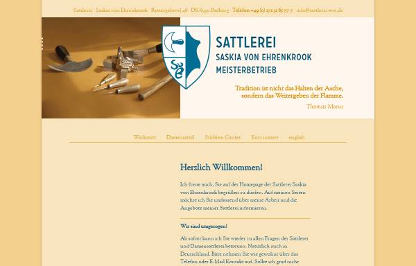 Vorschau von www.sattlerei-sve.de, Sattlerei Saskia von Ehrenkrook