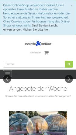 Vorschau der mobilen Webseite events-action.de, Events & Action Veranstaltungsservice