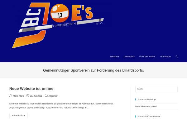 Vorschau von www.bc-joes.de, Billardclub Joes