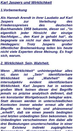 Vorschau der mobilen Webseite www.wirklich.de, Karl Jaspers und Wirklichkeit