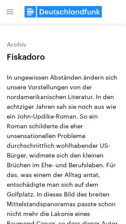 Vorschau der mobilen Webseite www.deutschlandfunk.de, Denis Johnson: Fiskadoro