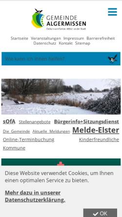 Vorschau der mobilen Webseite www.algermissen.de, Gemeinde Algermissen