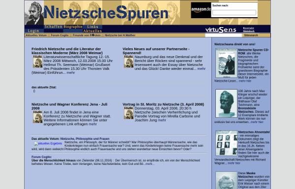 Vorschau von www.friedrichnietzsche.de, Friedrich Nietzsche - Spuren