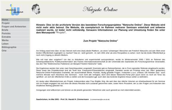 Vorschau von nietzsche.infowiss.net, Nietzsche Online