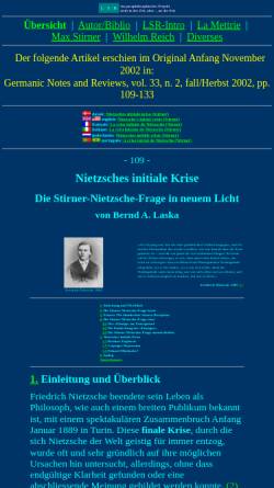 Vorschau der mobilen Webseite www.lsr-projekt.de, Nietzsches initiale Krise