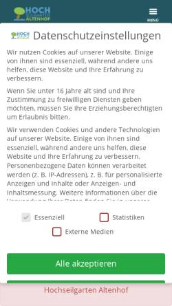 Vorschau der mobilen Webseite www.hochseilgarten-eckernfoerde.de, Hochseilgarten Altenhof
