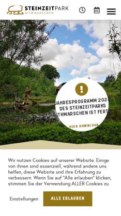 Vorschau der mobilen Webseite steinzeitpark-dithmarschen.de, Förderverein AÖZA Steinzeitpark Albersdorf