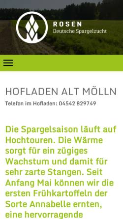 Vorschau der mobilen Webseite www.spargel-rosen.de, Deutsche Spargelzucht