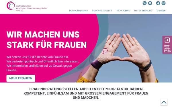 Vorschau von www.frauenberatungsstellen-nrw.de, Dachverband der autonomen Frauenberatungsstellen NRW e.V.