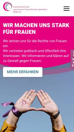 Vorschau der mobilen Webseite www.frauenberatungsstellen-nrw.de, Dachverband der autonomen Frauenberatungsstellen NRW e.V.