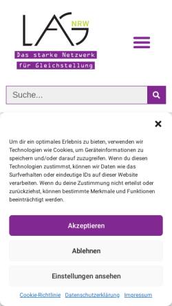Vorschau der mobilen Webseite www.frauenbueros-nrw.de, Landesarbeitsgemeinschaft kommunaler Frauenbüros / Gleichstellungsstellen (LAG NRW)