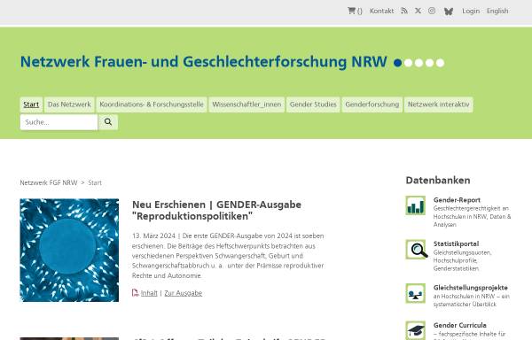 Vorschau von www.netzwerk-fgf.nrw.de, Netzwerk Frauenforschung NRW