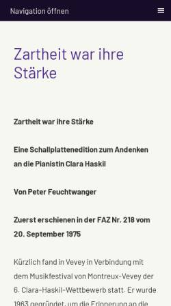 Vorschau der mobilen Webseite www.peter-feuchtwanger.de, Zartheit war ihre Stärke