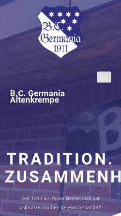 Vorschau der mobilen Webseite www.bcg-altenkrempe.de, BC Germania Altenkrempe von 1911 e.V.