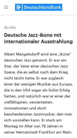 Vorschau der mobilen Webseite www.deutschlandfunk.de, Deutsche Jazz-Ikone mit internationaler Ausstrahlung