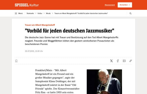 Vorschau von www.spiegel.de, Trauer um Albert Mangelsdorff: Vorbild für jeden deutschen Jazzmusiker