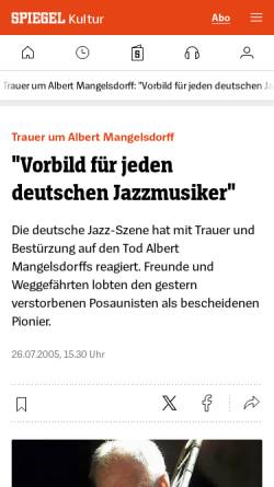 Vorschau der mobilen Webseite www.spiegel.de, Trauer um Albert Mangelsdorff: Vorbild für jeden deutschen Jazzmusiker