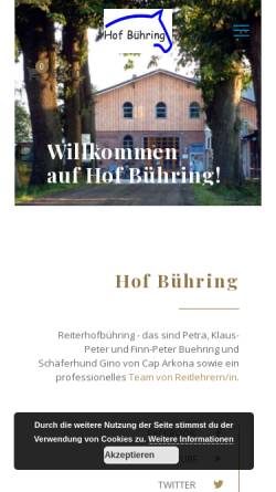 Vorschau der mobilen Webseite www.reiterhofbuehring.de, Hof Bühring, Klaus-Peter Bühring