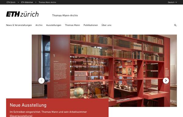 Vorschau von www.tma.ethz.ch, Thomas-Mann-Archiv Zürich