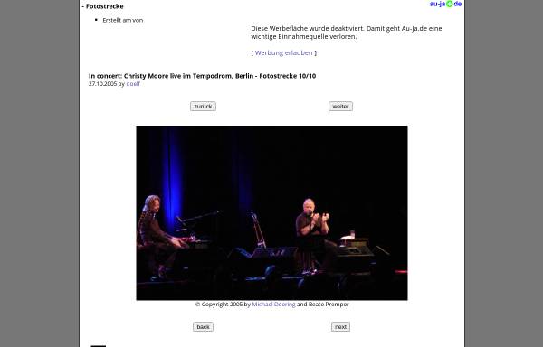 Vorschau von www.au-ja.de, Christy Moore live im Tempodrom