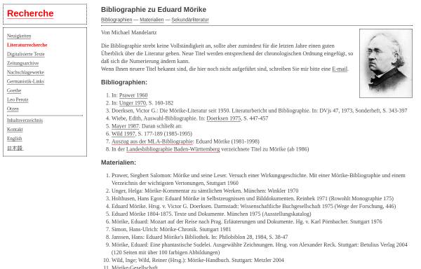 Bibliographie zu Eduard Mörike