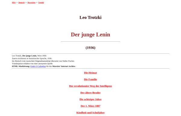 Vorschau von marxists.org, Leo Trotzki: Der junge Lenin (1936)