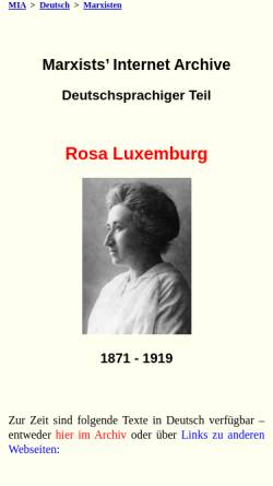 Vorschau der mobilen Webseite marxists.org, Marxists’ Internet Archive: Rosa Luxemburg