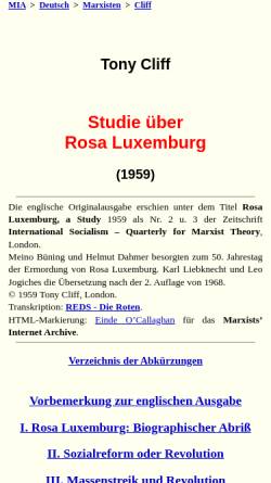 Vorschau der mobilen Webseite marxists.org, Tony Cliff: Rosa Luxemburg (1959/1968)