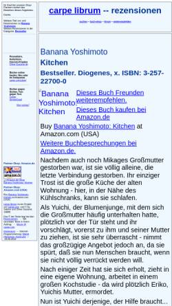 Vorschau der mobilen Webseite rezensionen.literaturwelt.de, Banana Yoshimoto: Kitchen